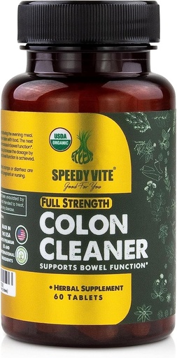 [BRSWGZT3CJ7W2CLF] SpeedyVite® Organic Colon Cleaner Full Strength - (60 Veg Tablets) with Organic Cascara Sagrada bark, Oregon Grape Root, Turkey Rhubarb, Ginger & Fennel. Natural Supplement - Supports Bowel Function*