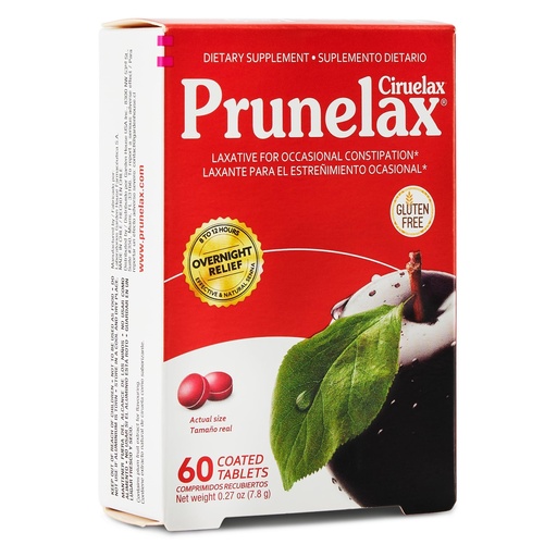 [BRSWG2YZOF4BQ2A3] Prunelax Ciruelax Regular Strength Laxative Mini Tablets - Overnight Relief for Occasional Constipation, Senna Extract, Vegan & Gluten-Free, Gentle Relief - 60ct