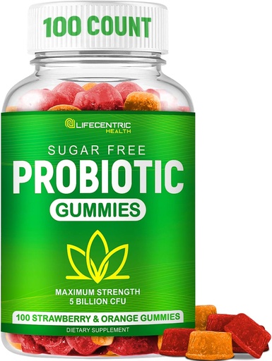 [BRSWYYYPBAMAMCDG] Helduentzako eta Haurrentzako Gummies Probiotikoak 5 Billion CFU | Azukrerik gabeko Gummies organikoak Osasun Digestiboarentzat | 100 Count Vegan Gluten Free Chewable Probiotics