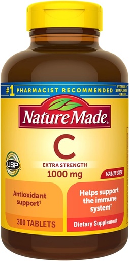 [BRSWIYTZPMAGYF3H] Nature Made Extra Strength Vitamine C 1000 mg, complément alimentaire pour le soutien immunitaire, 300 comprimés, 300 jours d'approvisionnement