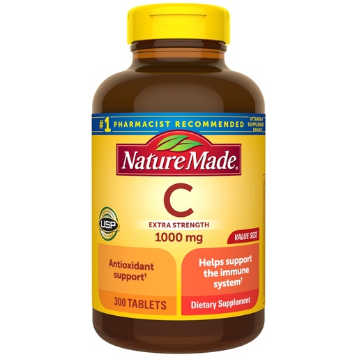 [BRSWIYTZPMAGYF3H] Nature Made Vitamin C 1000 mg Extra Strength, Dietary Supplement for Immune Support, 300 Tablets, 300 Day Supply