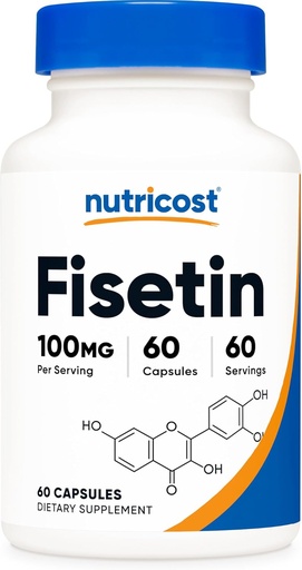 [BRSROEL7BACAYETL] תוספי מזון זולות Fisetin 100 מ"ג, 60 קפסולות - Natural Polyphenol Antioxidant - non-GMO, Gluten Free, and Vegan Friendly Supplement