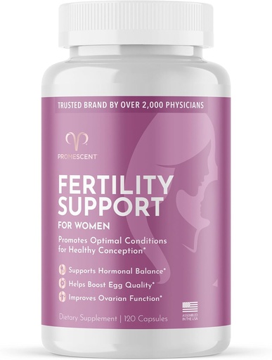 [BRSROZAHDIIWMYDX] Promescent Fertility Supplement for Women with Prenatal Vitamins – Folic Acid, Iron, Vitamin C/D/B6/B12, Zinc, Selenium & Ashwagandha to Support Healthy Ovulation Conception & Pregnancy, 120 Capsules