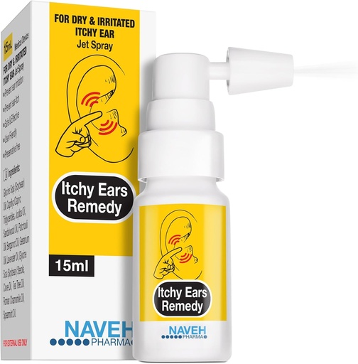 [BRSROFT4CAAR4CTO] NAVEH PHARMA® Itchy Ears Remedy Ear Cleaning och Itch Relief | Behandlar alla orsaker till Ear Itchiness | Jet Spray för Eczema Behandling & Clogged Ear Relief | Ear Wax Removal & Ear Drops Wash (0,5 Fl Oz)