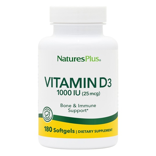 [BRSWIYQHDIAA4E3K] NaturesPlus Vitamin D3 1000 IU - 180 Softgels - Bone Strength & Immune Support - 180 Servings