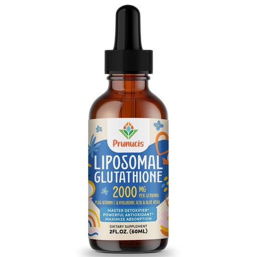 [BRSROFLYBYHQYYDX] Prunucis 2000MG Liposomal Glutathione Liquid, 98% Absorption, Active Form L-Glutathione Supplement, Vegan Friendly, Powerful Antioxidant Complex for Immune System, Aging Defense, Detox, 2 FL.OZ