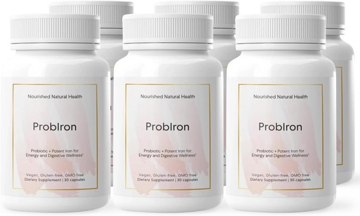 [BRSRAFQKB4MAA3DJ] Nourished Natural Health ProbIron - Γυναικείο προβιοτικό + συμπλήρωμα σιδήρου Ενισχυμένο με βιταμίνη C και χαλκό - Vegan Formula for Energy and Digestive Wellness - 180 κάψουλες