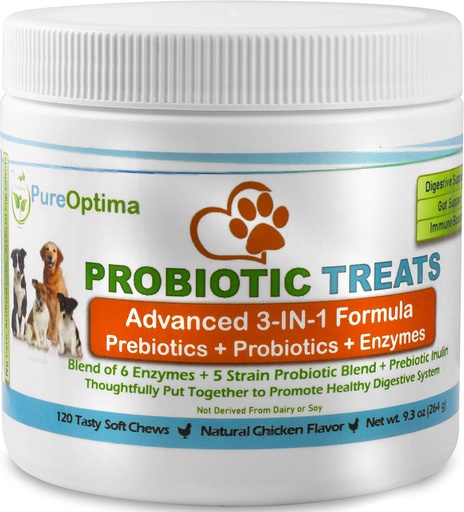 [BRSWYEI5OIIR4HLK] Probiotics Chews for Dogs, Digestive Enzymes + Prebiotics Improves Digestion, Diarrhea, Constipation, Gas, Bad Breath, Leaky Gut, Allergy Immunity Daily Supplement 120 Counts