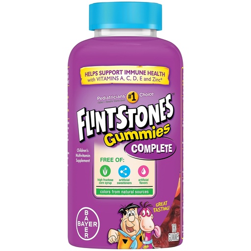 [BRSWIEA7O57BQCDM] Flintstones Vitamins Complete Gummies, Kids Vitamins for Toddlers and Children, Kids Multivitamin Gummies with Vitamin A, B6, B12, C, E & Zinc, 180 Count