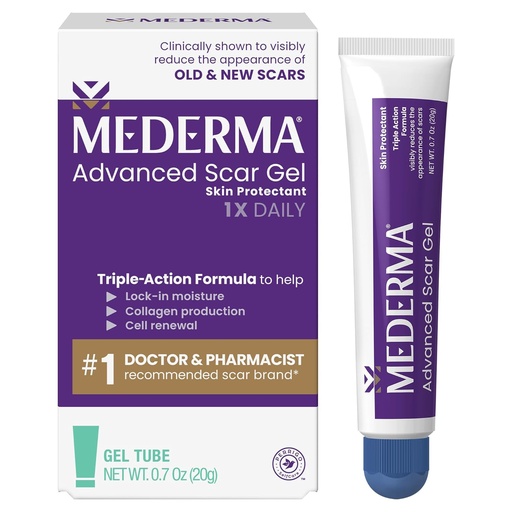 [BRSWYAI2O4OWEA3Z] Mederma Advanced Scar Gel - Treats Old " New Scars, reduce la aparición de cicatrices de Acne, Cirugía, Quemaduras, Lesiones " Stretch Marks, 0.70 Oz (20g)