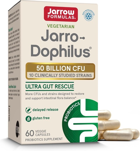 [BRSWIYY3AYHRO3QZ] Jarrow Formulas Jarro-Dophilus Ultra Gut Rescue - 50 Billion CFU Per Serving - Probiotics Restore, Protect & Maintain Intestinal Flora - 60 Servings (Delayed Release)