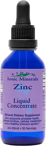 [BRSWIZQDCQCQKALM] Eidon Ionic Minerals Concentrado de zinco líquido - Ionic Zinc Supplement Drops para Adultos e Crianças, Suporte sistema imunológico, cabelo e pele, fígado e saúde renal, Alivia o estresse - 2 onças