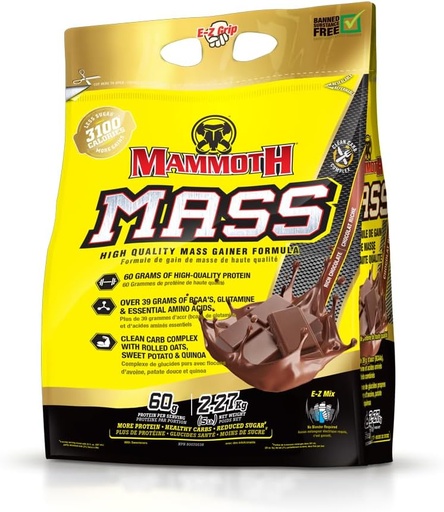 [BRSWIBY5CEHRS3TG] Mammoth Mass: Weight Gainer, High Calorie Protein Powder Workout Smoothie Shake, Nízký cukr, Syrovátka koncentrát, Kasein Protein Směs, Weight Training, High Protein (Čokoláda, 5LB)