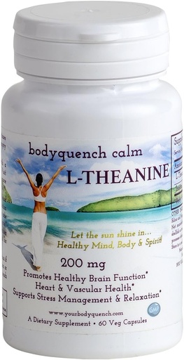 [BRSWKHQROECB4DDB] L-Theanine - High Potency 200 mg per Serving + 100 mg Inositol Promotes Stress Management & Relaxation, Heart & Brain Health, 60 Veg Capsules