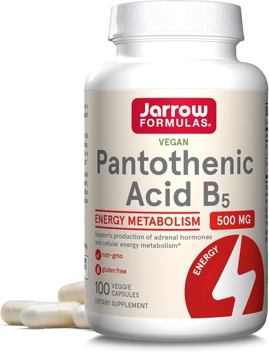 [BRSWIY37AEGQY2DM] Jarrow Dispersas Pantothenic Acid B5 500 mg - 100 Veggie Caps - Esenciální vitamín B - Podpora výroby a metabolismu energie - 100 Služeb