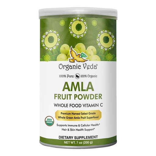 [BRSWIAQQCMIQMF3E] Orgánica Veda Amla Powder Orgánica,7oz - Hindú Gooseberry Powder para el cabello - 100% Pure Amla Fruit Powder Rich in Vitamin C, Antioxidantes, soporta Immune, Digestive & Skin Health, Non-GMO, Vegan
