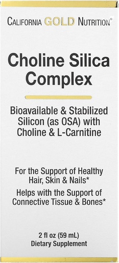 [BRSWYZAYOZYAMHT7] California Gold Nature Choline Silica Complex, 生物可用和稳定硅与Choline & L-Carnitine, 2 fl oz (59毫升)