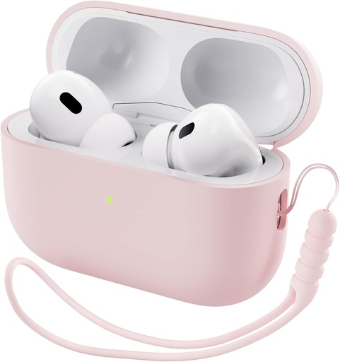 [BRSRMHQDBVYRU23A] ORNARTO Compatible with AirPods Pro 2 Case 2022, Full Protective Hybrid Silicone for AirPods Pro 2nd Generation Case, Front LED Visible Skin Cover-Pink