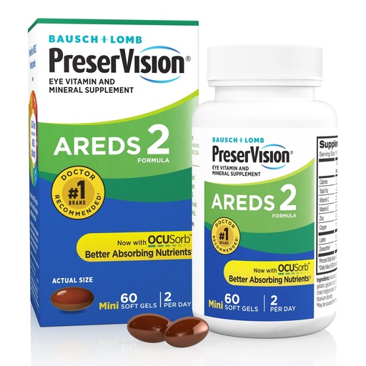 [BRSWIHAIBF6WMHY7] PreserVision AREDS 2 Eye Vitamins, #1 Eye Doctor Recommended Brand, Lutein and Zeaxanthin Supplement with Vitamin C, Vitamin E, Zinc, and Copper, 60 Softgels (Minigels)