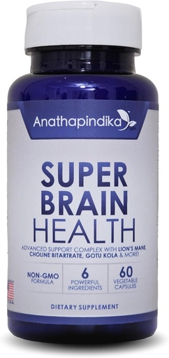 [BRSROBIFOQHWK3LV] Brain Health Nootropic Supplement Lion's Mane 200mg Gotu Kola 200mg Choline 80mg Beetroots 100mg Skullcap 400mg for Memory Focus Nootropic & Brain Fog