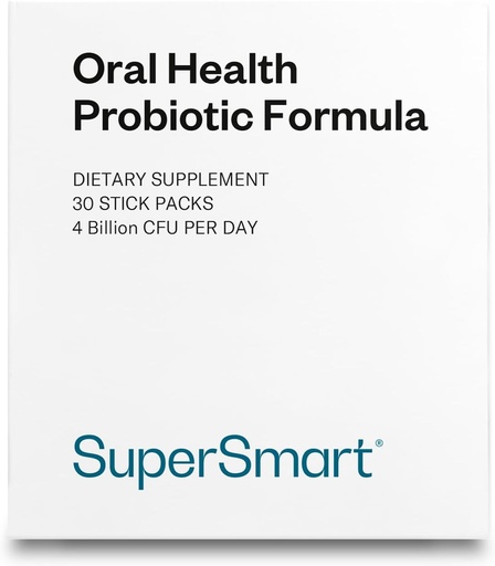 [BRSWGGATBN6QE334] Supersmart - Oral Health Probiotics 4 Billion CFU per Day - Dental Health & Bad Breath Treatment (Halitosis) | Non-GMO & Gluten Free - 30 Sticks