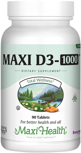 [BRSWIZYZOMIROHD4] Vitamin D3 1000 IU Dietary Supplement - Easy to Swallow - Odorless & Tasteless - Supports Calcium Absorption, Immune Health and Bone Health in Adult Women & Men - 90 Tablets - by Maxi Health