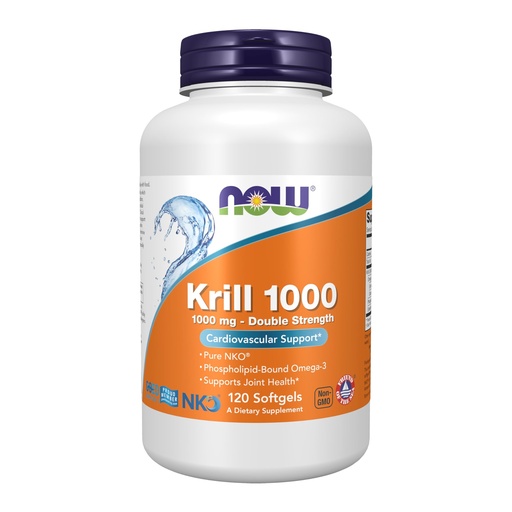 [BRSWECQNBUOWGDL4] NOW Foods Supplements, Neptune Krill, Double Strength 1000 mg, Phospholipid-Bound Omega-3, 120 Softgels