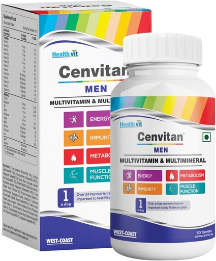 [BRSRMAAQBMDRQCI3] Cenvitan Multivitamine pentru barbati - 60 tablete cu 24 Nutrients (Vitamina si Minerale) 