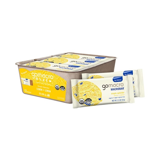 [BRSWYBT6BECAIALX] Gomacro, Organic Lemon And Lemon Bars, 2.3 Ounce, 12 Count
