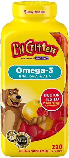 [BRSWGGABO4PRM2TK] LIL CRITTERS Omega 3, EPA, DHA& ALA, 220 Gummies