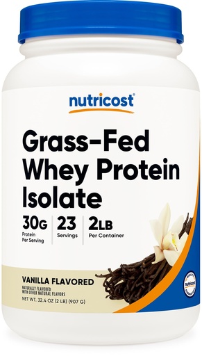 [BRSWGZ37CIFRGDTL] Nutricost Grass-Fed Whey Protein Isolate (Vanilla) 2LBS - Non-GMO, Gluten Free, Natural Flavors