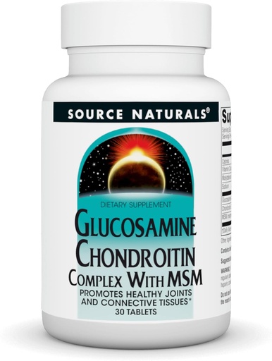 [BRSWIY35BN4BY2I5] Source Naturals Glucosamine Chondroitin Complex with MSM, Promotes Healthy Joints and Connective Tissues* - 30 Tablets