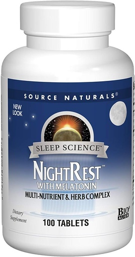 [BRSWI2YFAYDGKAA7] Night Rest with Melatonin Source Naturals, Inc. 100 Tabs