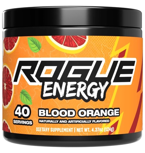 [BRSRAYA6OYNW2CLP] Rogue Energy Energy Drink Powder for Long Gaming Hours - Energy Powder for Mental Focus - Sugar & Gluten Free - Gaming Supplement with Caffeine & Vitamins - Made in USA (Blood Orange - 40 Servings)