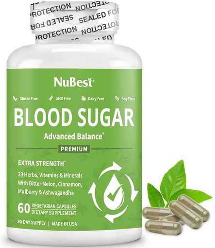 [BRSRMZA3CMHGKGY3] Blood Sugar - Advanced Formula with Bitter Melon, Ashwagandha, Cinnamon, Chromium, Magnesium, Vitamins, Alpha Lipoic Acid, Cayenne Pepper & More | 60 Capsules | 1 Month Supply
