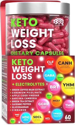 [BRSRAEDRBUGQAHTA] Keto Weight Loss Diet Pills, Natural Appetite Suppressant, Fat Burner för kvinnor och män med Apple Cider, Green Coffee Bean Extract, Curb Cravings & Hunger, Metabolism Booster Supplement - 60 kapslar