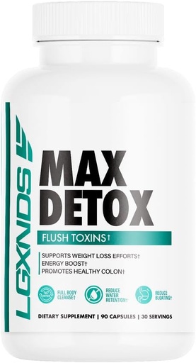 [BRSRAAQ2OF6A2FLH] Max Detox – Full Body Cleanse, Reduce Water Retention, Reduce Bloating Dietary Supplement - 60 Capsules, 30 Servings