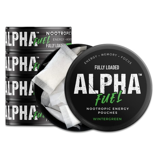 [BRSROZA5CAIAOD3J] Fully Loaded Alpha Fuel Nootropic Pouches (Wintergreen Fuel) - Nootropic Energy Pouches with Caffeine, Alpha GPC, Tyrosine, Taurine, Guarana and More
