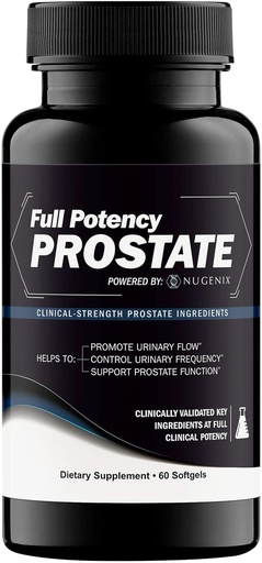 [BRSWYBAEA56Q4334] Nugenix Full Potency Prostate - Suplemento de apoyo a la próstata para la salud de los hombres, la fuerza clínica, Saw Palmetto, Aumentar el flujo urinario y la frecuencia y apoyar la función de próstata, 60 cápsulas