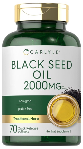 [BRSROYD5C56BAELH] Carlyle Black Seed Oil Softgel Capsules | 2000mg | 70 Pills | for Women & Men | Non-GMO, Gluten Free Herbal Supplement
