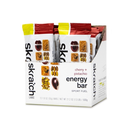 [BRSWGEABOYIBSALB] Skratch Labs Energy Bars, Cherry Pistachio, 12 Pack | Sports fuel for endurance, running and hiking, plant based real ingredients, non-GMO, gluten free, soy free, vegan, kosher