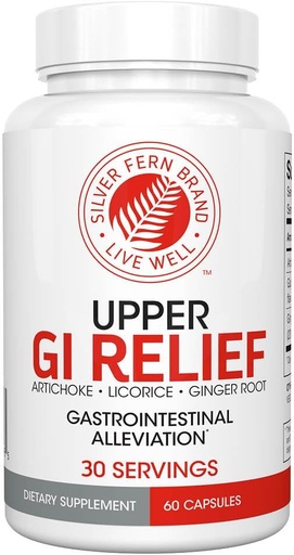 [BRSWYGL2CANBAYAY] Silver Fern GI Relief - Natural Herbal Supplement - All Natural with Artichoke Leaf Extract, Ginger Root Extract, and GutGuard Licorice Flavonoids (1 Bottle - 60 Capsules - 30 Day Supply)