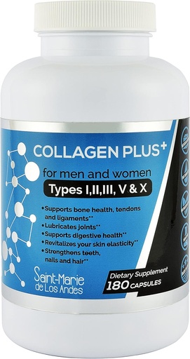 [BRSW2CD2OENRYGT4] Multi Collagen Pills Plus + 180 Capsules (Types I, II, III, V & X) + Absorption Enhancer (3 Months Supply) - Non-GMO, Collagen Supplements to Support Hair, Skin, Nails, Joints, & Gut Health