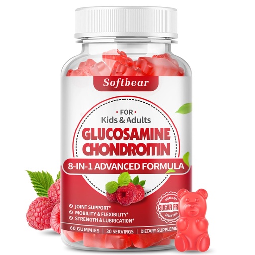 [BRSROFD4CB7WOCTP] softbear Glucosamine Chondroitin Gummies, Sugar Free Glucosamine Chondroitin MSM Supplement with Elderberry Turmeric Supports Joint Health & Antioxidant, Raspberry Flavored 60 Count
