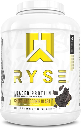 [BRSWYFL2OYGWCYLU] RYSE Loaded Protein Powder - Chocolate Cookie Blast - 25g Proteína de soro isolato & concentrado con fibra prebiótica & MCTs - Low Carb, Low Sugar, Digestive-Friendly - 54 porcións / 4 lb Tubo
