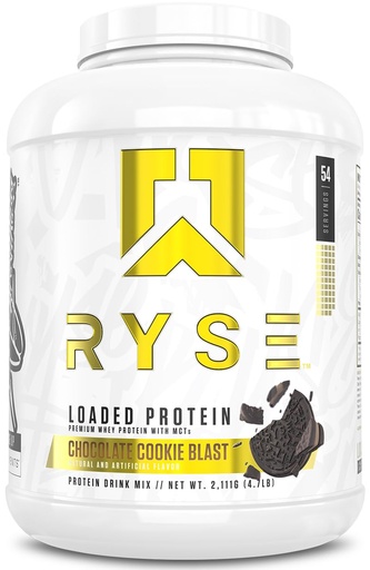 [BRSWYFL2OYGWCYLU] RYSE Loaded Protein Powder - Chocolate Cookie Blast - 25g Whey Protein Isolate & Concentrate with Prebiotic Fiber & MCTs - Low Carb, Low Sugar, Digestive-Friendly - 54 Servings / 4 lb Tub