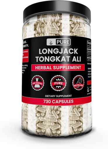 [BRSWYZD7PMPR62YY] Pure Original Ingredients Longjack (Tongkat Ali) (730 Capsules) No Magnesium Or Rice Fillers, Always Pure, Lab Verified