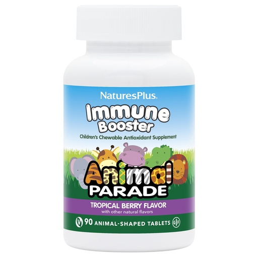 [BRSWIYQ7DIIG2FDM] NaturesPlus Animal Parade Immune Booster - Tropical Berry Flavor - 90 Animal-Shaped Chewable Tablets - Provides Immune System Support - Gluten Free, Vegan - 45 Servings