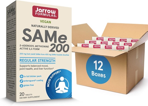 [BRSRMBQ5CEFWOEL2] Jarrow Formulas Same 200 mg, Supports Joint Health, Liver Function, Brain Metabolism, 20 Tablets, Up to A 20 Day Supply (Pack of 12)