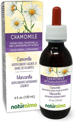 [BRSW2FILPJYWMYDV] Naturalma German and Roman Chamomile (Matricaria chamomilla and Chamaemelum nobile) Flower Alcohol-Free Tincture - 4 fl oz Liquid Extract in Drops - Herbal Supplement - Vegan